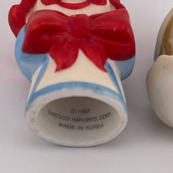 VTG Enesco Clown 2 Thimbles Musical Greensleeves 1984 1987 Faith Wick Porcelain - Picture 2 of 7